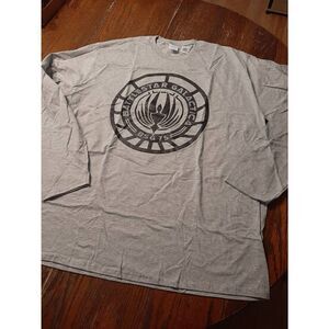 New 2XL Battlestar Galactica BSG75 Heather Grey Black Long Sleeve Tee T-Shirt